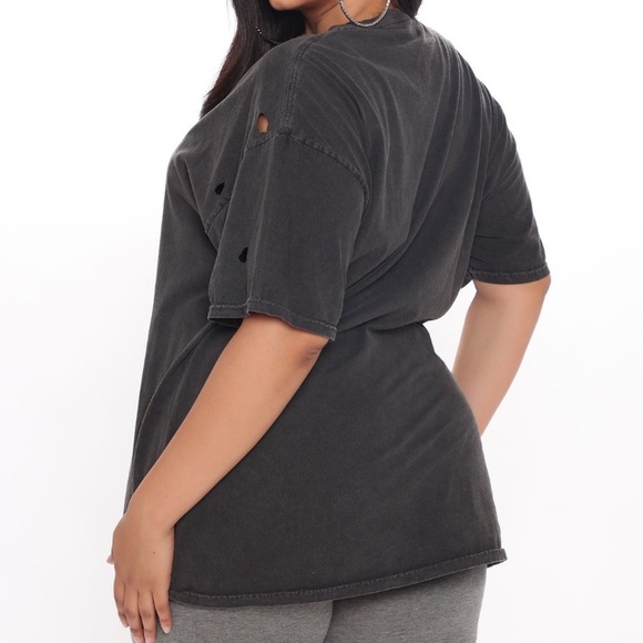 Falling on hard times distressed T shirt - Black - Picture 6 of 8